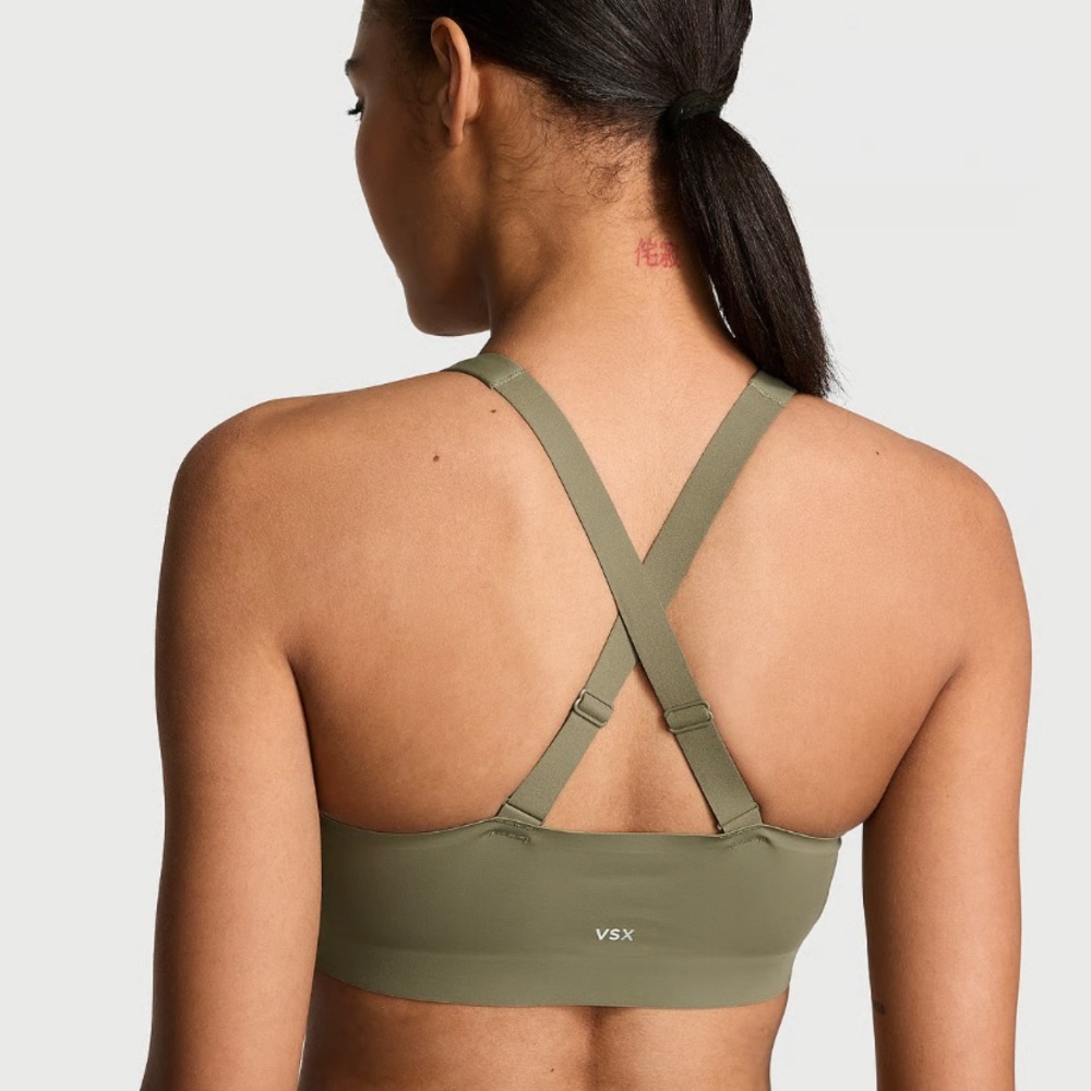 Victoria's Secret Olive Front-Zip Sports Bra 34B - Picture 2 of 8